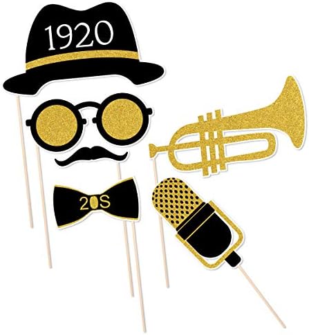 AMOSFUN 20 יחסי דיסקו ג'אז ג'אז תאי תמונות אבזרים משנות העשרים של ג'אז אופנת ג'אז שואג לקישוט מסיבות 20s ציוד נהדר
