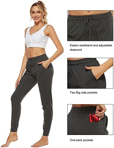 סטל נשים של קל רצים גבוהה מותן יוגה ספורט אימון מסלול מכנסיים כותנה מכנסי טרנינג עם כיסים 28