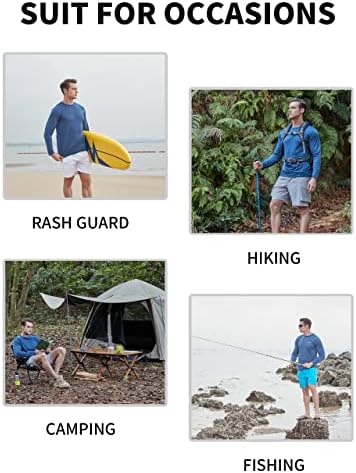 גברים של אור משקל ארוך שרוול לשחות חולצות מהיר יבש פריחה משמר עד 50 + שמש הגנת דיג טיולים חוף חולצה