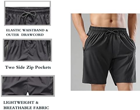 מכנסיים קצרים של אימון כושר קנייה מקצרים מהיר מכנסיים אתלטים קלים מהירים לאימונים עם כיסי רוכסן