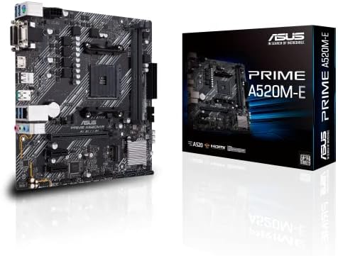 מחשב Asustek Prime A520M-E AMD A520 MICRO ATX לוח אם עם תמיכה M.2, 1 GB Ethernet, HDMI/DVI/D-Sub, SATA
