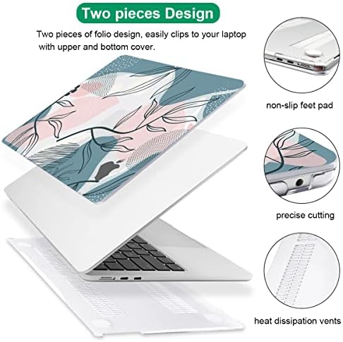 LCMOCICO עבור MacBook AIR חדש 13.6 2022 מארז A2681 עם שבב M2, עלים ירוקים מופשטים גבישים פלסטיק פלסטיק