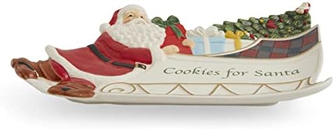 Spode -עץ חג המולד סנטה סחורה עוגיות עבור סנטה פלטה -מדידות צלחות ב 12