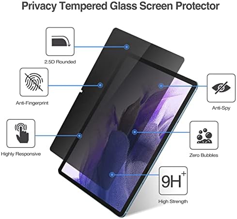 מגני מסך פרוקאז עם צרור עם מגן מסך פרטיות עבור Galaxy Tab S7 Fe 2021 / Galaxy Tab S7 Plus 2020