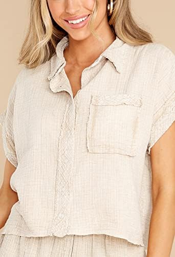 כפתור תלבושות של 2 חלקים של הנשים של Hapcope כפתור חולצות חולצות שרוול קצר
