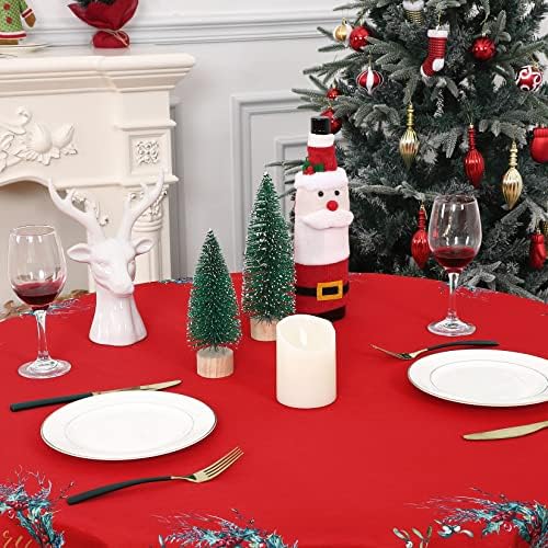 חג המולד קישוט עגול זר חג המולד מפת שולחן-חג המולד שולחן בד עמיד למים ורחיץ חג דקורטיבי שולחן כיסוי עבור חיצוני,