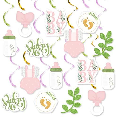 אפרסק ורוד סומק מרווה זית ירק זית מסיבת מקלחת לתינוקות תלייה מערבולות עיצוב, 20 יחידות בנות תקרה חמודה
