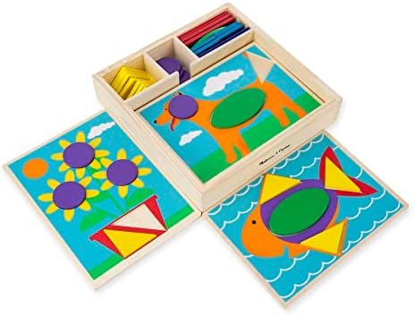 מליסה ודאג למתחילים עץ דפוס בלוקים חינוכיים צעצוע עם 5 דו צדדי סצנות 30 צורות