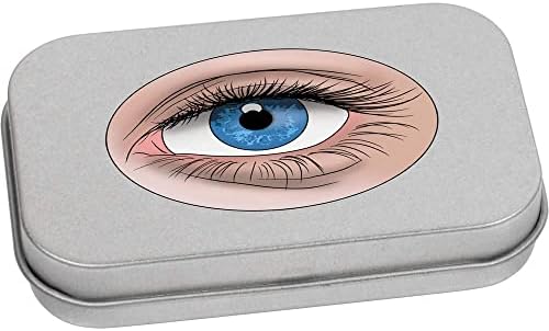 Azeeda 'עין כחולה פקוח' מתכת כתיבה מתכתית פח/תיבת אחסון