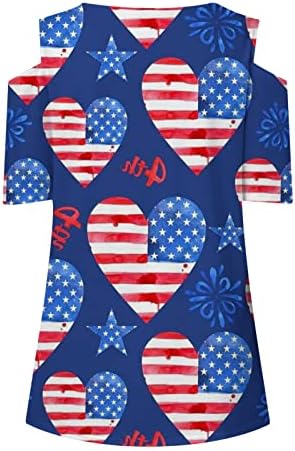 נשים קרות כתף קרה 4 ביולי צמרות דגל אמריקאי חולצה חולצה חולצות רזה מתאימות חולצות פטריוטיות חגים ברדו