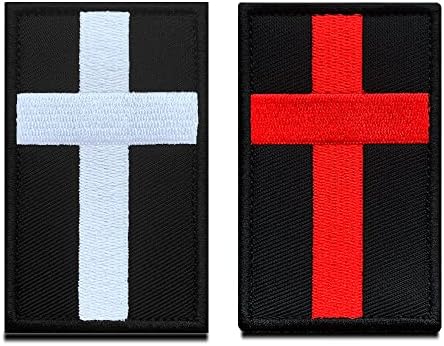 2 מחשבים דתיים צלב אדום דתי גותי פאנק טלאי מצחיק טלאי רקום וו וולאה סמל אטב