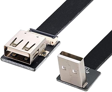 Cablecc up זווית USB 2.0 סוג-A זכר לנקבה נתוני הרחבה כבל FPC שטוח רזה עבור FPV ודיסק וסורק ומדפסת 200 סמ
