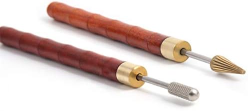 Guangming - עט עט גלגל עט מלא מלאכה עור, כלי לייצור שמן מלאכה מעור עם ידית עץ, כלי ציור שמן קצה עור