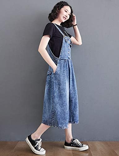 הצבע האחיד של הנשים המוצקות של הנשים MIDI ג'ינס ג'ין מגשרים חצאית כללית חצאיות סגנון רופפות