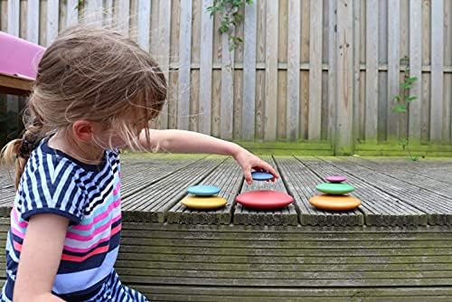 טיקיט קשת כפתורים-סט של 7-עץ לערום אבנים לתינוקות ופעוטות בני 0 + - טבעי צעצוע לפיתוח מוקדם ופתוח