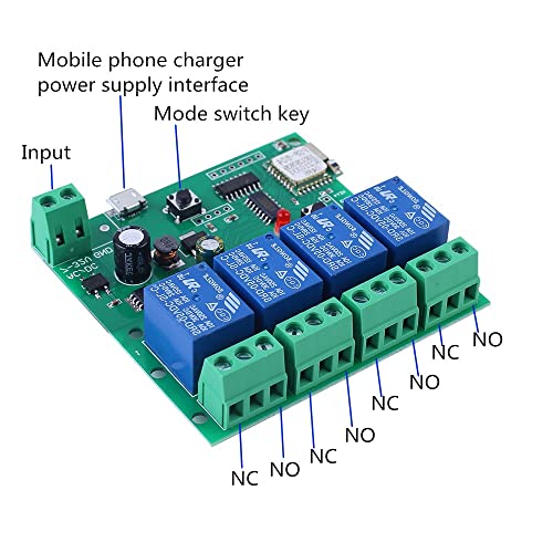 4 מודול ממסר ערוצים DC 12V 24V מתג מתג אינץ 'אינץ' נעילה עצמית של אפליקציה מרחוק