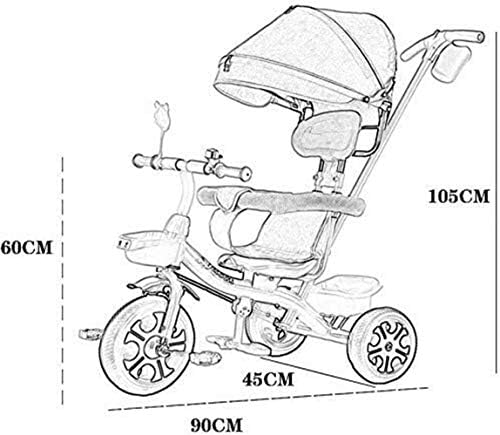 לוגו אימון לילד רכב תלת אופן 4 בטיולון נוח לילדים תלת אופן אופניים עגלת תינוקות עגלת גדר מגן נשלפת דוושה קיפול
