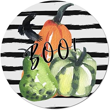 שלט מתכת עגולה ליל כל הקדושים Boo Pumpkin