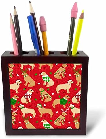 3 רוז גולדן רטריבר חג המולד כלב דפוס-אריח עט מחזיקי