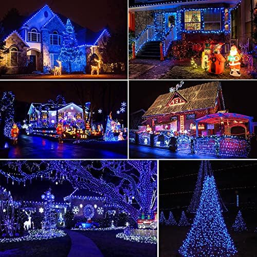 50 אורות חג מולד כחולים חיצוניים חיצוניים, 8 אורות חג מולד סולאריים אורות חג מולד אטומים חיצוניים אורות