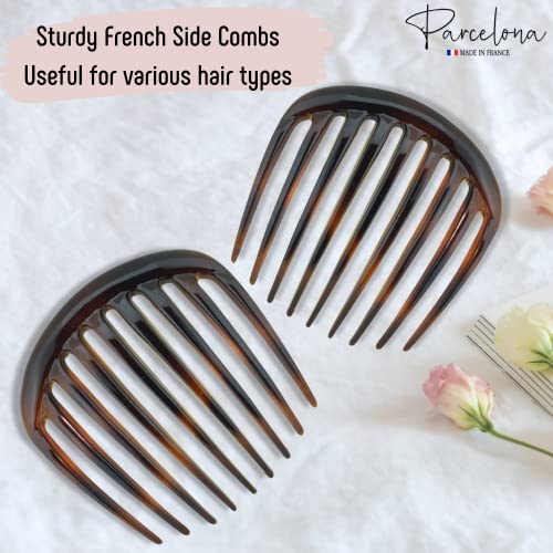 פרסלונה צרפתית חלק קצה 3 סט של 2 צלולואיד צרפתית שיער צד קומבס גמיש עמיד חזק להחזיק שיער קליפים לנשים