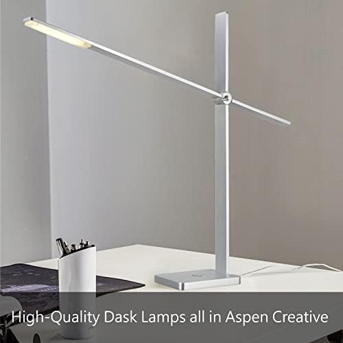 Aspen Creative 40263-09-1, 27 H מנורת שולחן מחוץ לגוף קרמיקה לבנה עם בסיס ניקל, גודל: 15 L x 15