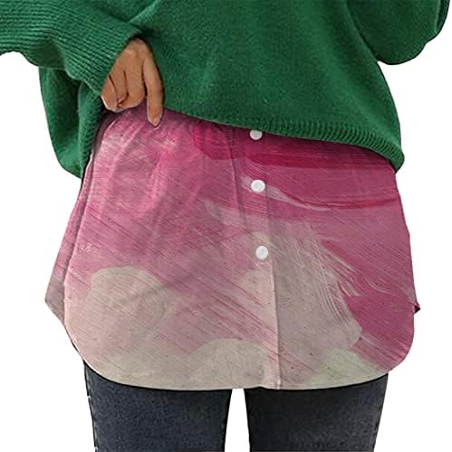 שכבות חולצות מרחיבי לנשים בתוספת גודל מזויף למעלה נמוך לטאטא חצי אורך מיני חצאית מזדמן מצחיק טיז מרחיבי