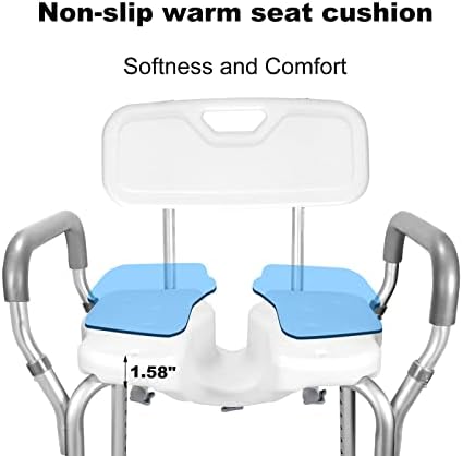 כיסא מקלחת מקצועי, מושב אמבטיה כבד עם זרועות וגב 440 פאונד לבריאטרי, קשישים, נכים, נכים, קשישים, בהריון.