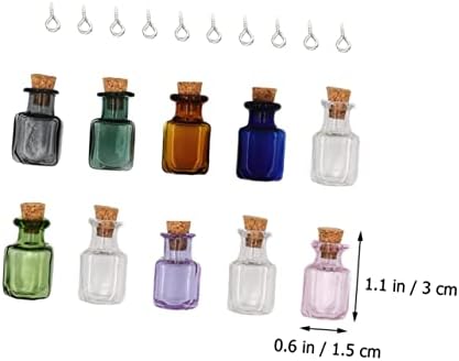 CABILOCK 10 יחידות בקבוקי זכוכית עם כובעים צנצנות אחסון עם מכסים בקבוקי זכוכית צבעונית צנצנות פקק זכוכית
