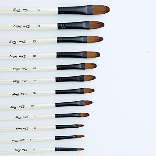 12 יחידות ניילון שיער ידית עץ מעץ עט עט מברשת עט לשמן בצבעי מים ציור אקרות ציור אקרילי