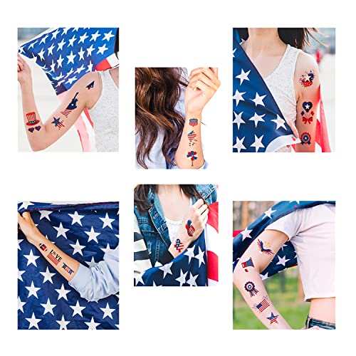 10 גיליונות דגל אמריקאי יום עצמאות יום עצמאות מדבקות קעקוע זמניות למצעדים וחגיגות ב -4 ביולי, וכרית אלכוהול