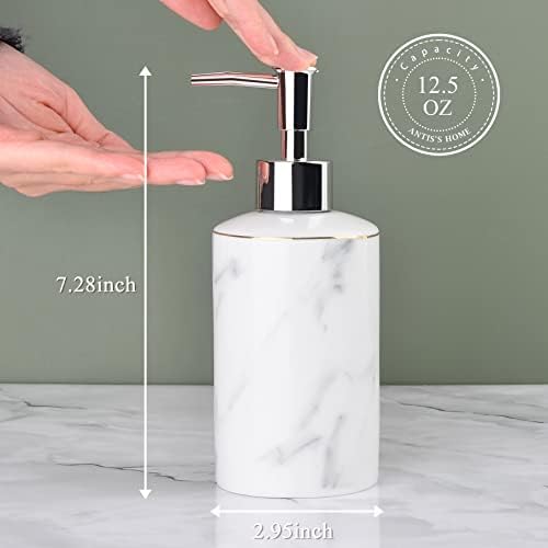 מתקן סבון קרמיקה, מתקן קרם למראה שיש לבן 12.5 גרם בקבוק משאבה של סבון יד נוזלי לבקבוק חדר אמבטיה למטבח, הבית
