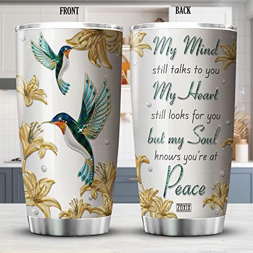 Zoxix Hummingbird קפה כוס 20oz My Mind Still מדבר איתך כוס קפה נירוסטה כוס שושן פרחי ציפורי ציפורים