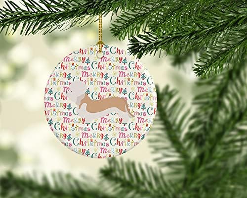 אוצרות קרוליין WDK2029CO1 DANDIE DINMONT TERRIER קישוט קרמיקה לחג המולד, רב -צבעוני, קישוטים לעץ חג המולד,
