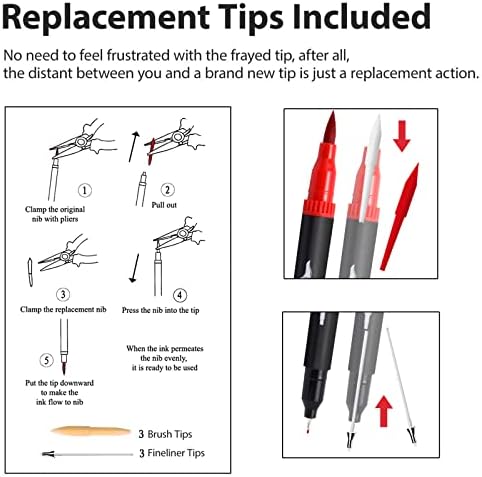 כפול טיפ מברשת עט, 120 בצבע כפול טיפ סמני קליגרפיה עטים, כפול טיפ סמני למבוגרים צביעה לילדים הרגיש