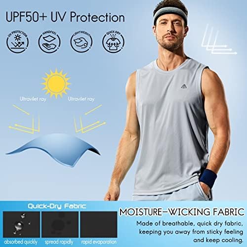 מיכל אימון לגברים של היימונט גופת יבש בכושר UPF 50 חולצות טי של שרירים ללא שרוולים לשחייה, ריצה, טיולים