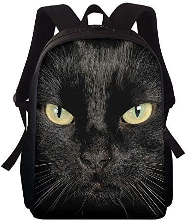 AFPANQZ KAWAII תרמיל חתול שחור קיבולת גדולה קיבולת תיק רוכסן סגירת תרמיל בנות ילדות תיקי בית ספר