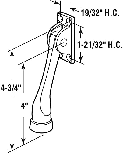 Prime-Line MP4571J מחזיק דלת, 4-3/4in טווח, פליז יצוק כבד, מצופה כרום, גומי שחור,