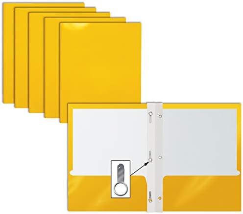 2 כיס מבריק צהוב נייר תיקיות עם שיניים, 25 חבילה, על ידי טוב יותר משרד מוצרים, מכתב גודל, מבריק