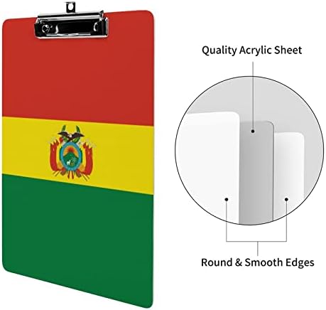 בוליביה דגל אקריליק לוחות עם מתכת קליפ 12.5 איקס 8.5 אינץ חמוד קליפ לוחות עבור משרד בכיתה אירוע