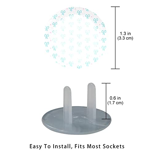תקע יציאה מכסה 24 חבילות, מגן תקע סרט כחול, תקעים פלסטיים עגולים דו-שיניים לשקעי חשמל חשמליים, בידוד