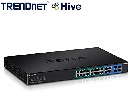 Trendnet 20-Port Gigabit POE+ מתג חכם באינטרנט עם 2 משבצות SFP משותפות, TPE-1620WS, עד 30 וואט