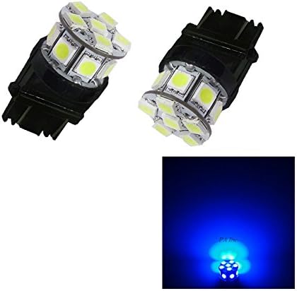 PA LED 2 PCS 13SMD 3157 נורת LED אוטומטית כחולה 12V לאות סיבוב, סמן צד, עצירה, גב, אור זנב