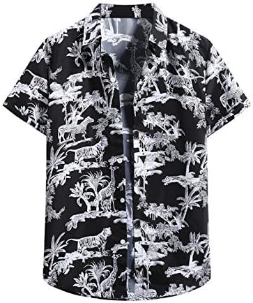 חולצות גולף לגברים גברים חולצות הוואי גברים מודפס חוף הוואי כפתור למטה חולצת שמלה רזה