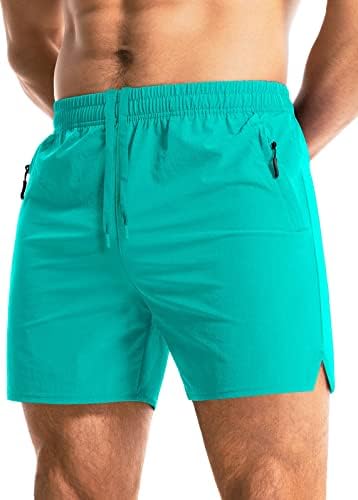 מכנסי חדר כושר לגברים של AOLESY 5 אימון יבש מהיר מפעיל מכנסיים קצרים עם כיסי רוכסן מכנסיים אתלטים ספורט קל