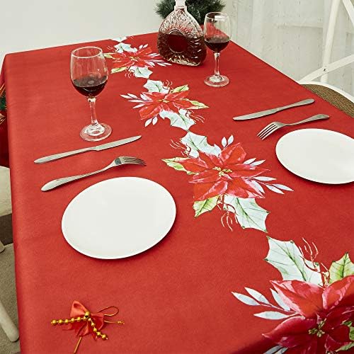 מלבן עקשן בד שולחן חג המולד, שולחן שולחן עמידות בפני שמן ועמידות בפני מים, כיסוי שולחן בד דקורטיבי לשימוש חיצוני