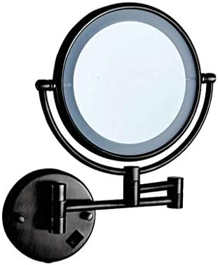 איפור מראה קיר רכוב אמבטיה מראה גילוח מראה 3 הגדלה 360 סיבוב שחור דקורטיבי מראה יהירות מראות