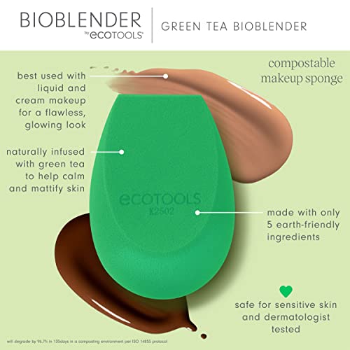 כלים אקולוגיים ביו-בלנדר תה ירוק, ספוג מיזוג איפור קומפוסט, לכיסוי בסיס ובסיס, מרגיע עור, עירוי טבעי,