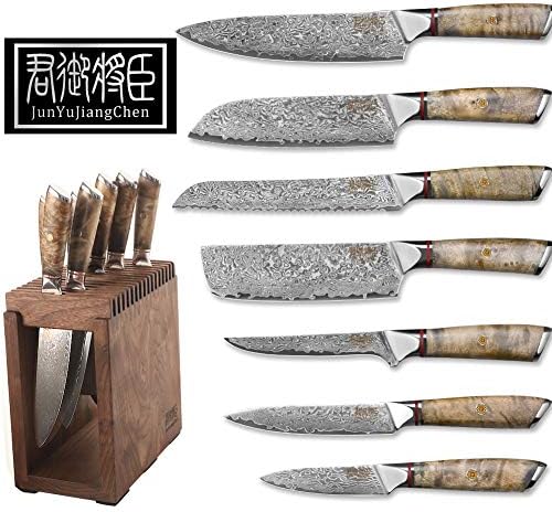 מטבח דמשק סכין סט יפני ו. ג.-10 פלדת סכיני בלוק סט צל עץ ידית עבור שף סכין סט גבוהה פחמן ליבה נירוסטה
