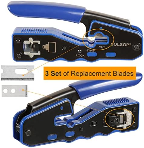 להבי החלפת Crimper Solsop, 3 קבוצה של להבי Crimper RJ45 לשימוש בכלי אתרנט עוברים דרך פשע מודולרי